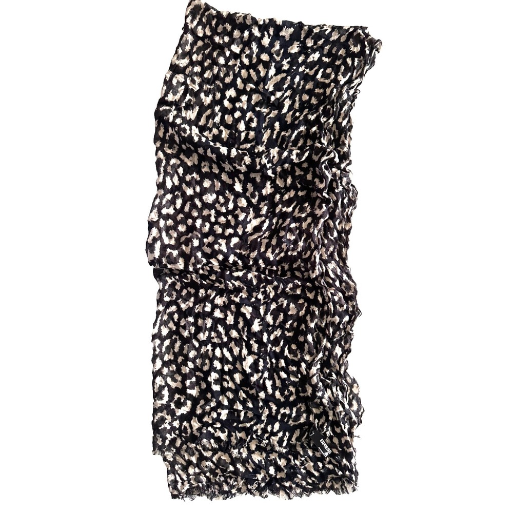EXPRESS Scarf 100% Viscose 31" X 74" Rectangle Black Beige